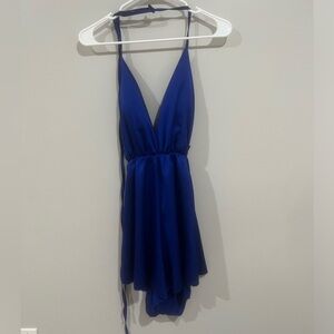 small blue halter top romper